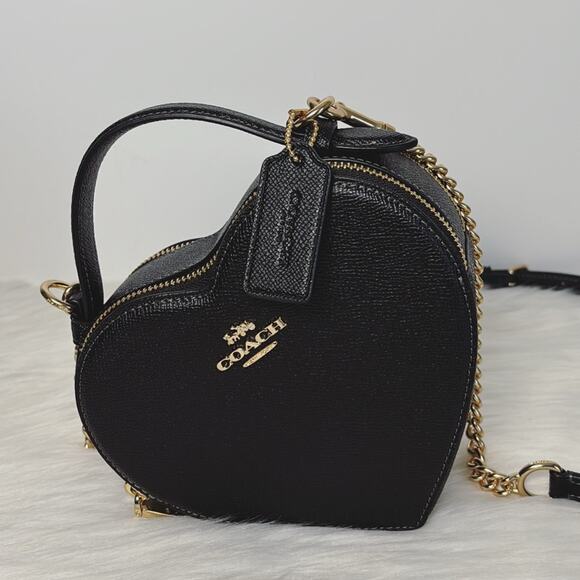 Coach Handbags - NWT Coach Black Heart-Shaped Crossbody Bag